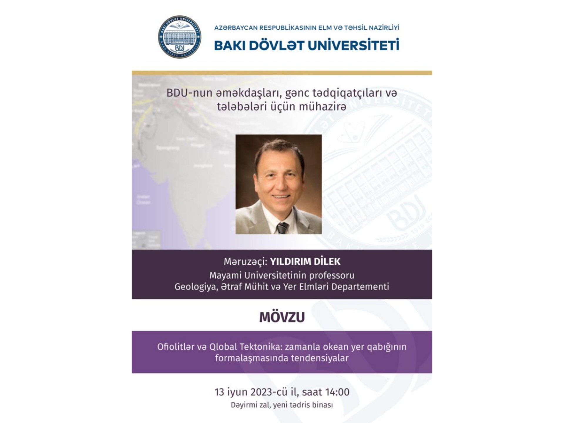 ABŞ-ın Mayami Universitetinin professoru BDU-da elmi seminar keçirəcək