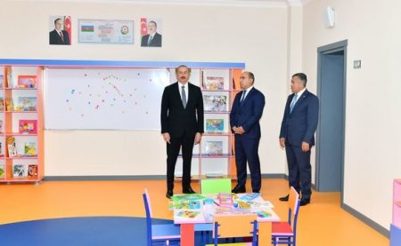 Prezident Xırdalan şəhər 11 nömrəli tam orta məktəbin yeni binasının açılışında - FOTOLAR