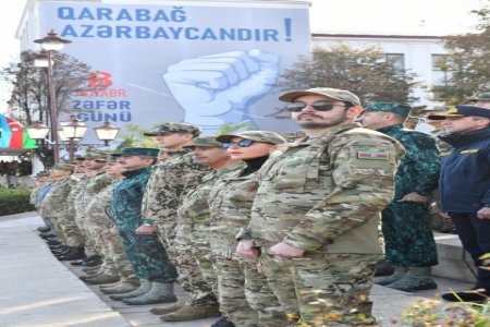 Prezident İlham Əliyev Xankəndidə hərbi paradda iştirak edib - FOTO 