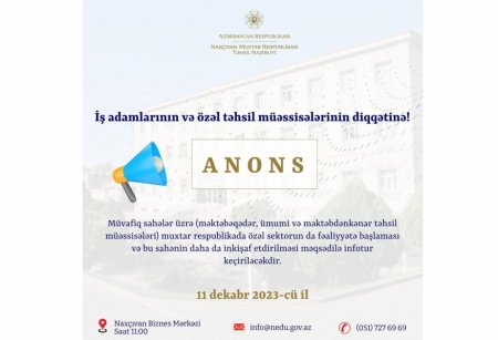 Naxçıvanda Təhsil Nazirliyinin təşkilatçılığı ilə infotur keçiriləcək