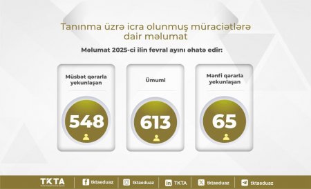Fevralda xaricdə təhsil alan 548 nəfərin diplomu tanınıb